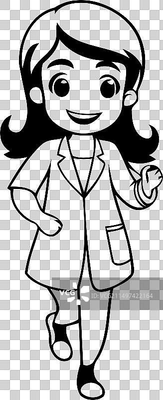 身穿实验服走迷宫的可爱小女孩图片素材