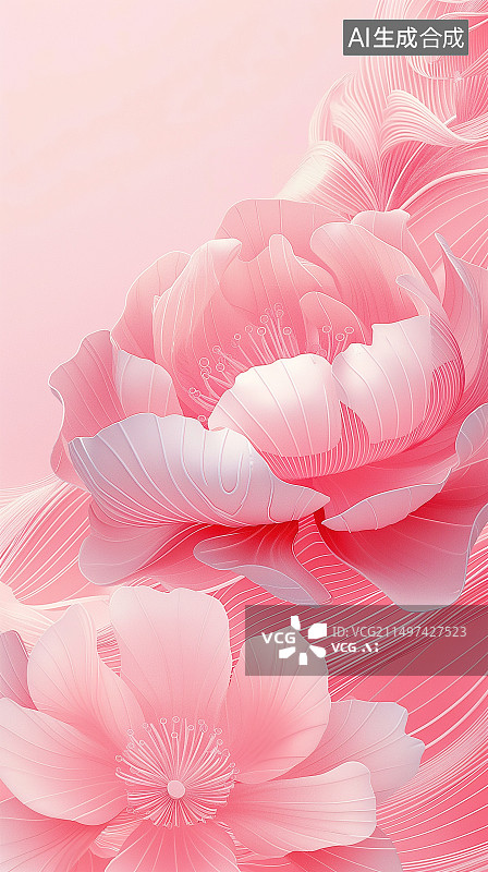 【AI数字艺术】红色的牡丹花中国风插画图片素材