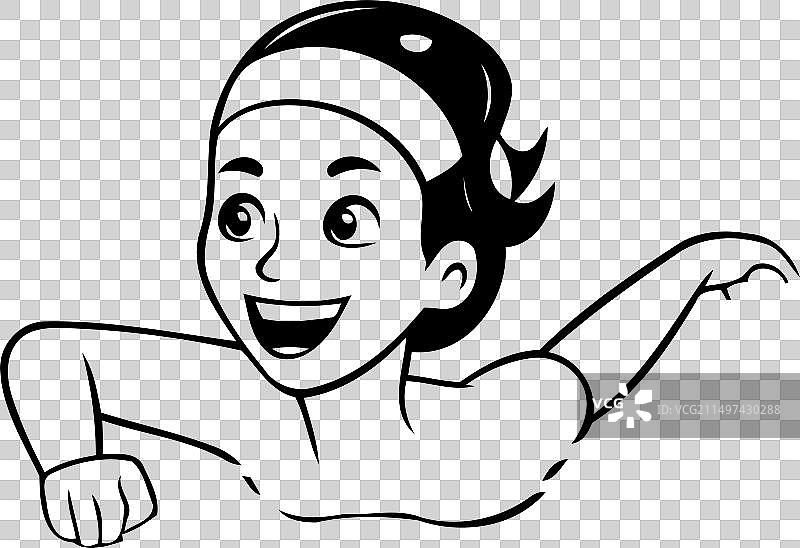 戴着泳帽和护目镜的小男孩图片素材