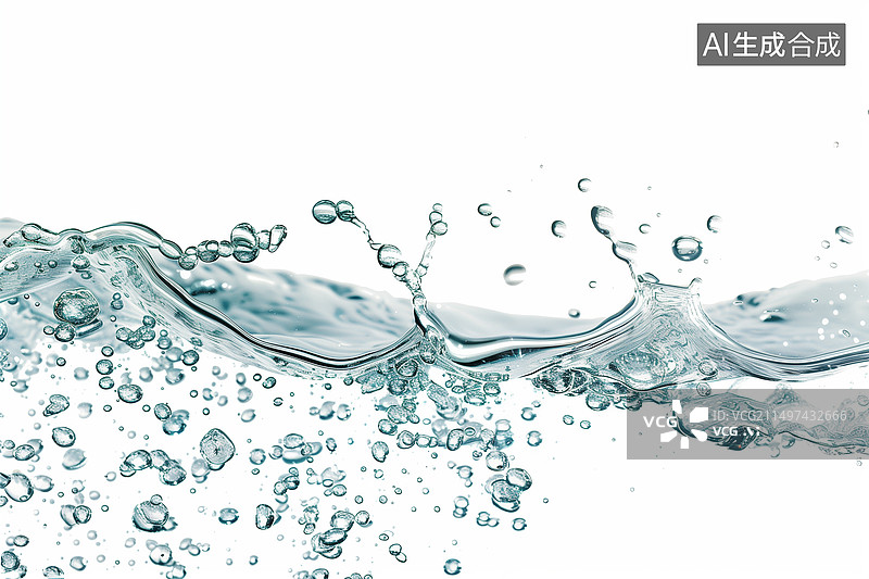 【AI数字艺术】白色背景下的清澈的水图片素材