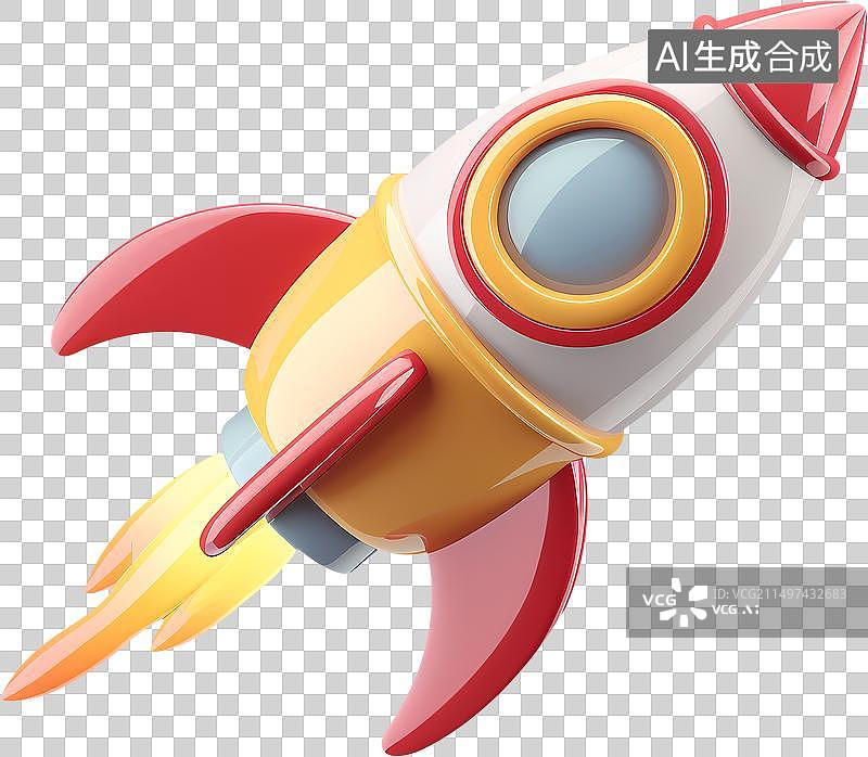 【AI数字艺术】火箭3D卡通元素图片素材