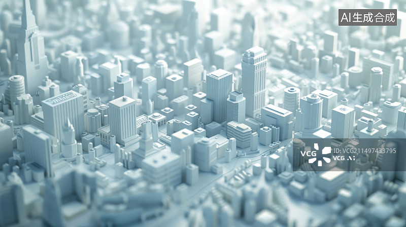 【AI数字艺术】城市楼群建筑模型图片素材