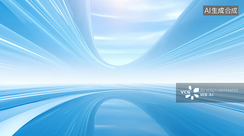 【AI数字艺术】简约蓝色科技空间图片素材