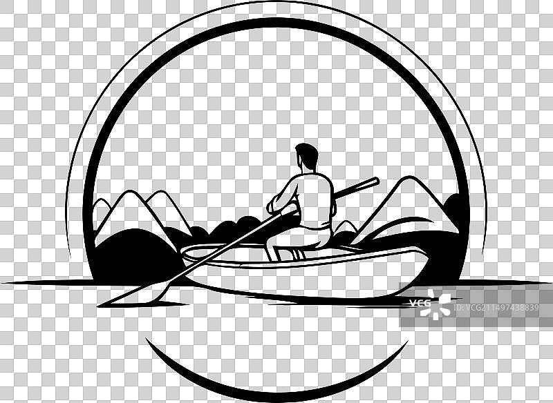 扁平风格的湖上皮划艇运动图片素材