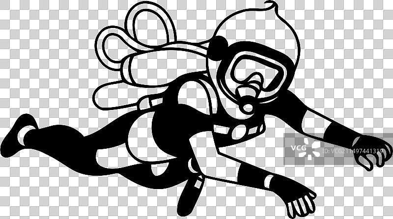 卡通水肺潜水员图片素材