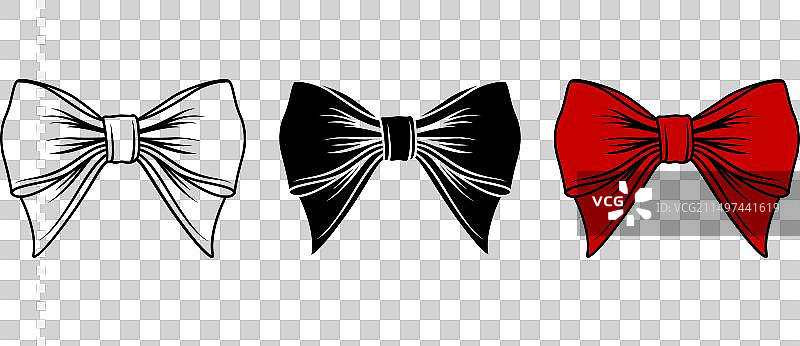 卡通领结或礼品蝴蝶结剪影图片素材