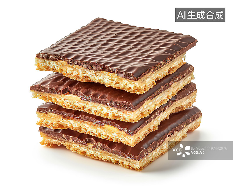 【AI数字艺术】白色背景下巧克力蛋糕的特写镜头图片素材