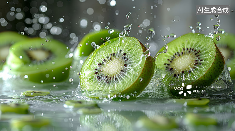 【AI数字艺术】健康新鲜的切片奇异果图片素材