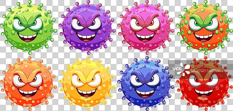 一组细菌病毒怪物卡通角色图片素材