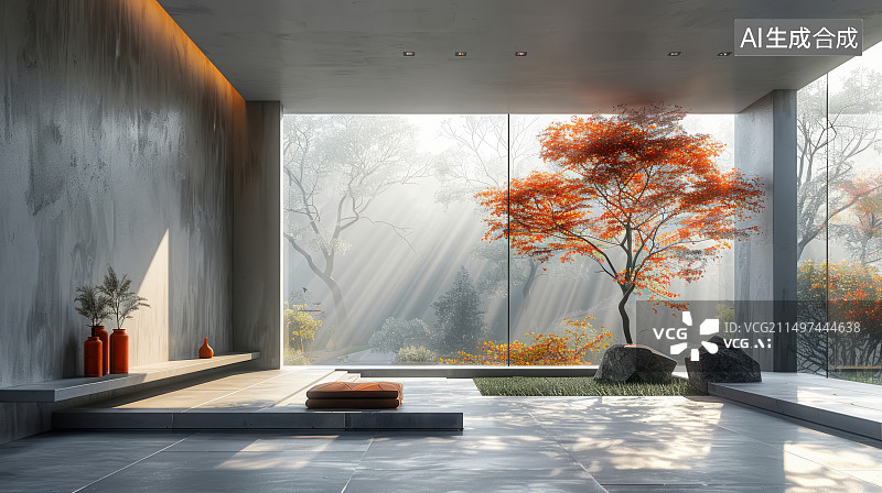 【AI数字艺术】新中式现代禅意风格室内设计样板间图片素材