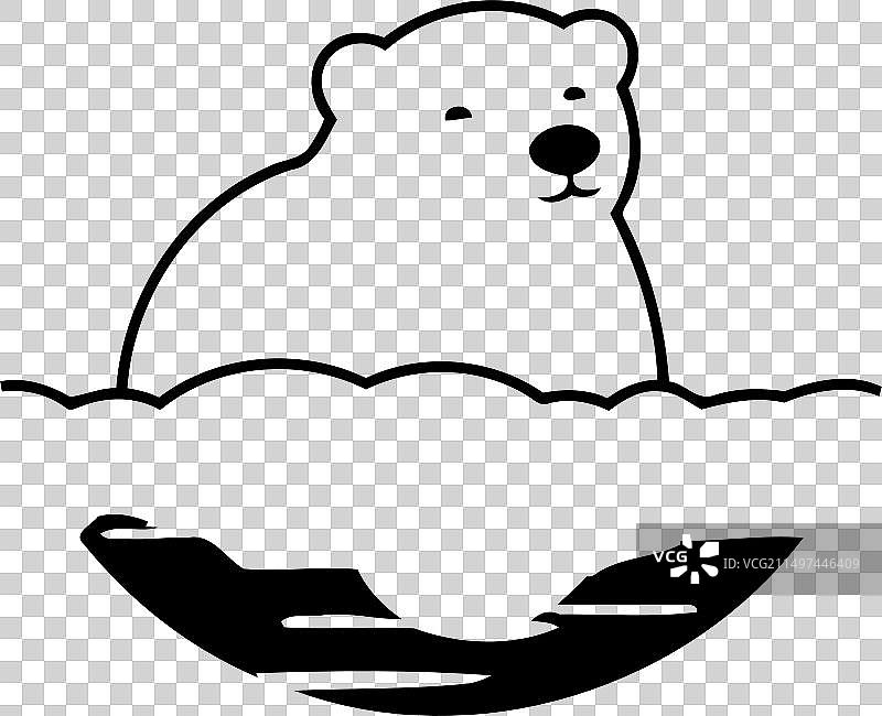扁平风格的北极熊水中图图片素材