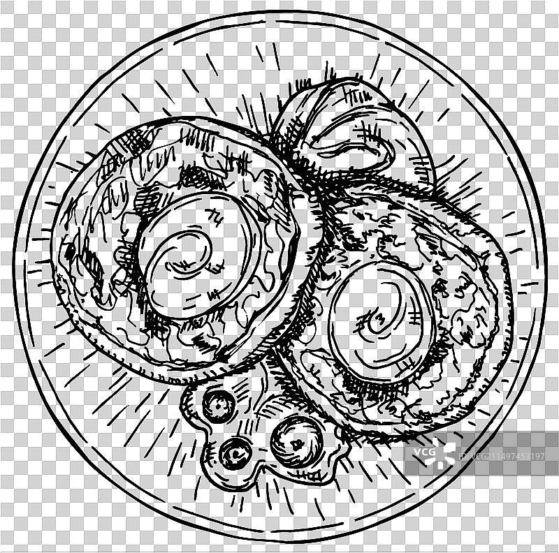 盘中煎饼素描图片素材