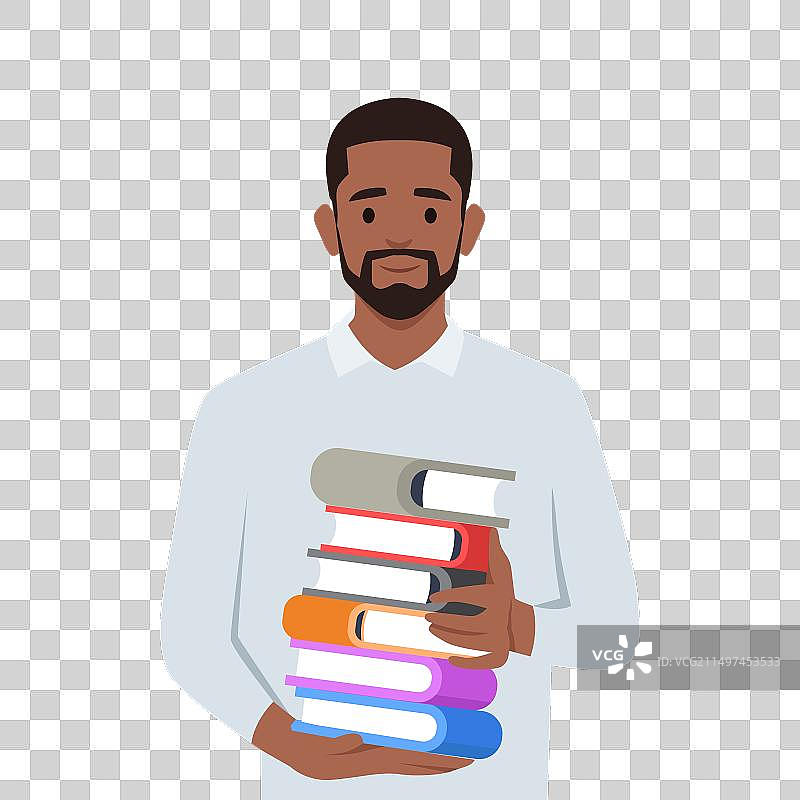 年轻人抱着一堆教育书籍图片素材