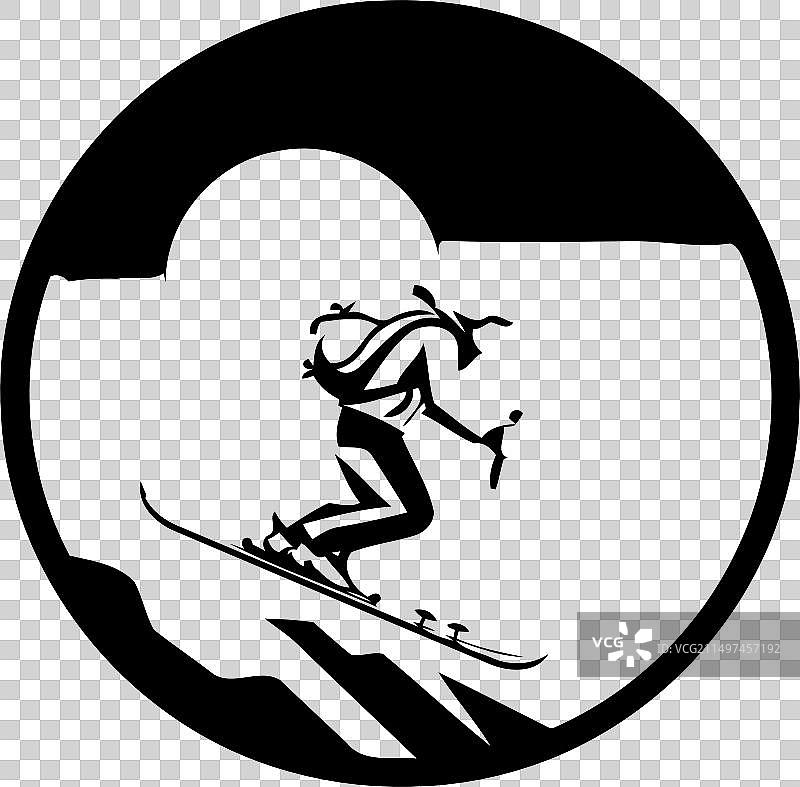 雪山上滑雪的滑雪者图片素材