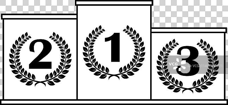 桂冠花环数字领奖台（黑色）图片素材