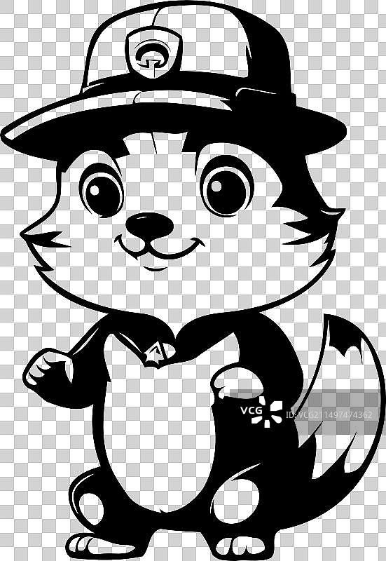 戴着狩猎帽的可爱卡通花栗鼠图片素材