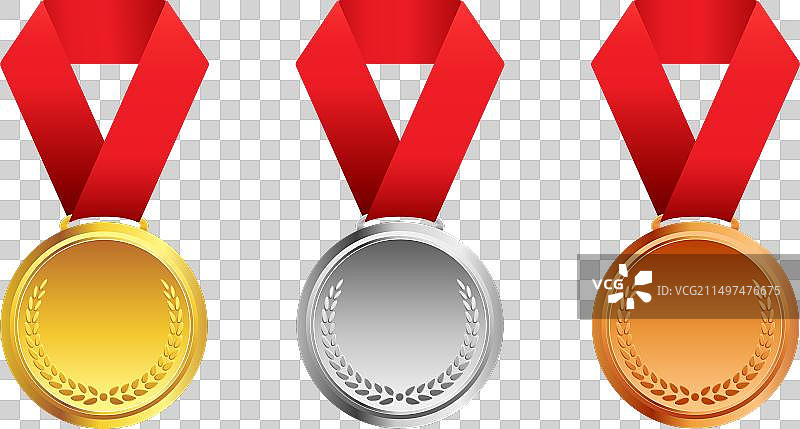 简约金银铜缎带奖牌图片素材