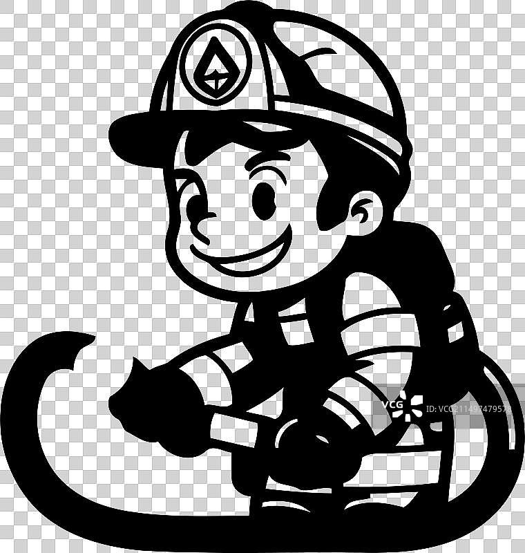 卡通消防员与灭火器图片素材