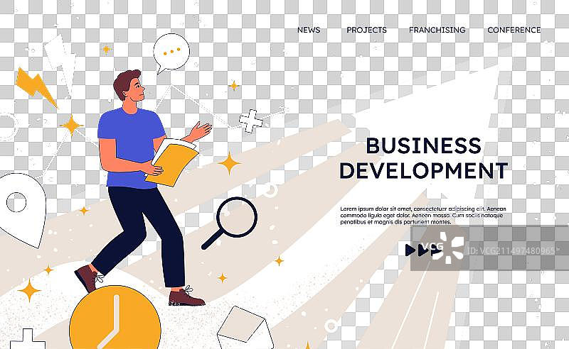 业务增长启动开发着陆页图片素材