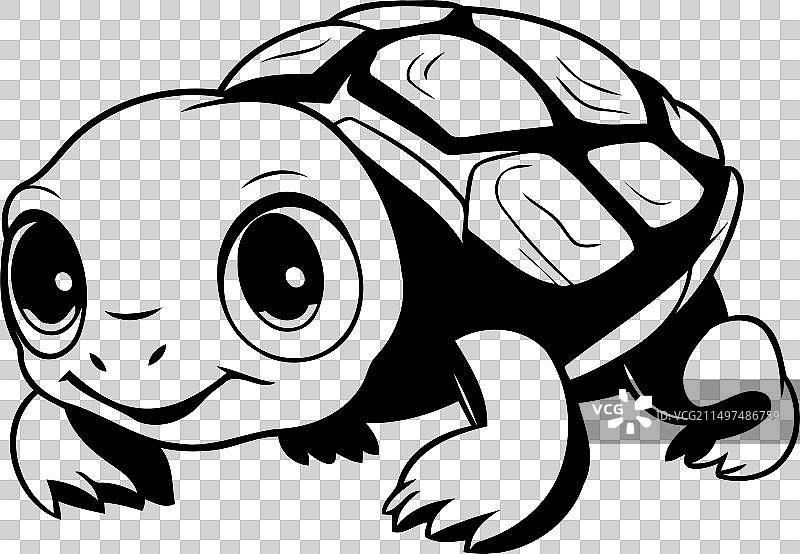 白色背景上的可爱卡通小海龟图片素材