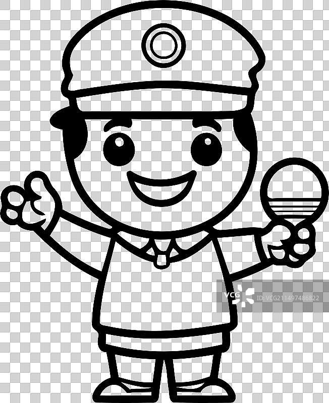 可爱的水手拿着沙槌卡通角色图片素材