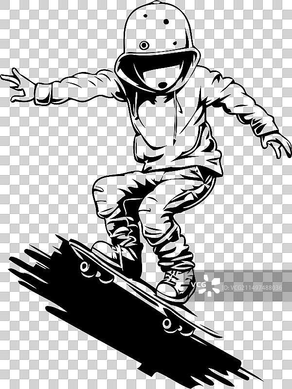 戴头盔的滑板运动员图片素材