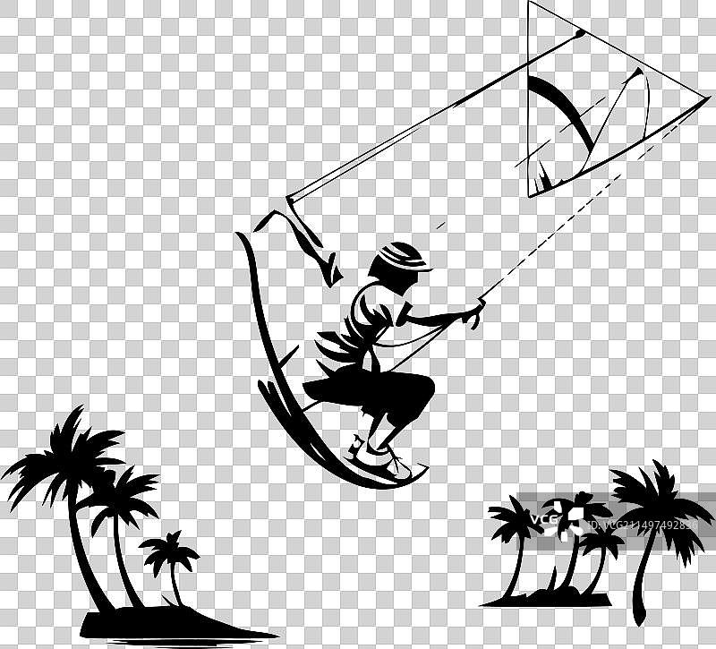 海上风筝冲浪的男人图片素材