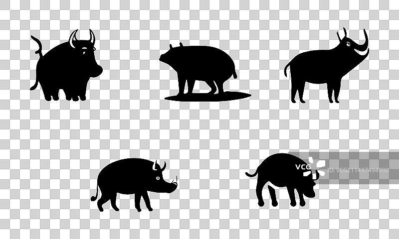 鹿豚极简风格黑色图标EPS 10和JPG图片素材