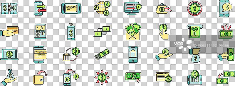 转账图标彩色线条集合图片素材
