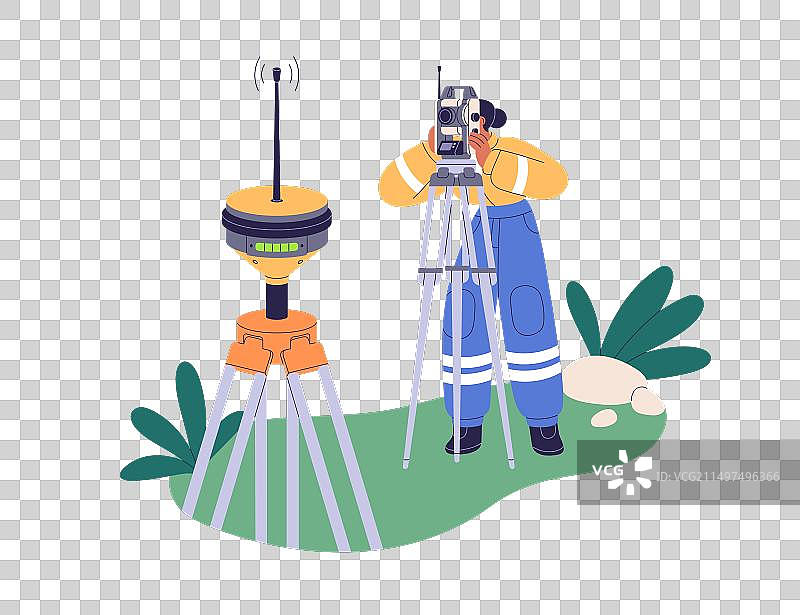 测量员与全站仪、经纬仪、GPS图片素材
