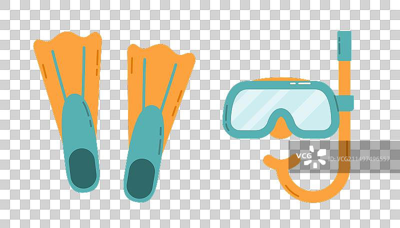 潜水脚蹼、呼吸管和面罩图片素材
