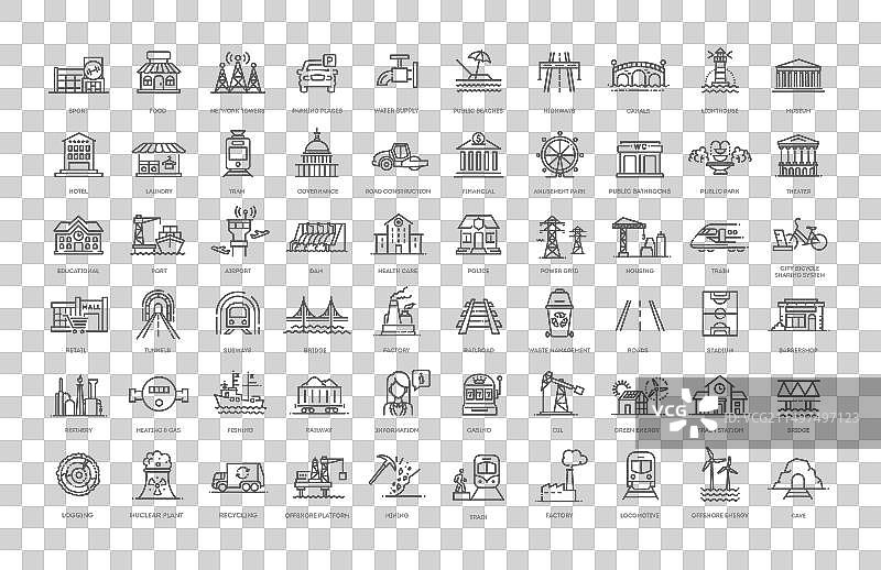 公共基础设施相关线性图标图片素材