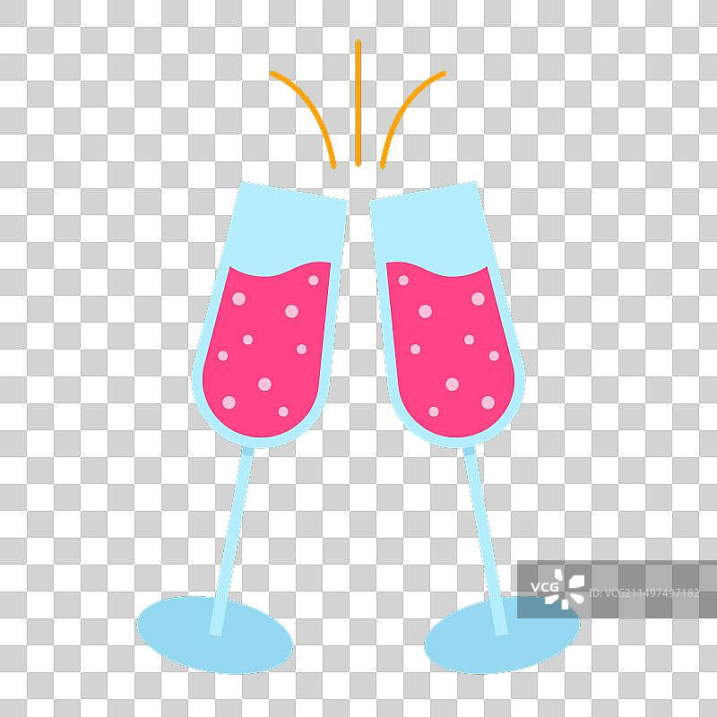 香槟玫瑰葡萄酒杯图标图片素材