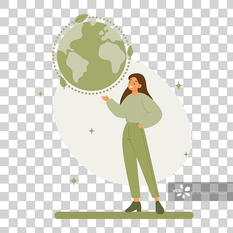 世界地球日概念：手持地球仪的女人图片素材