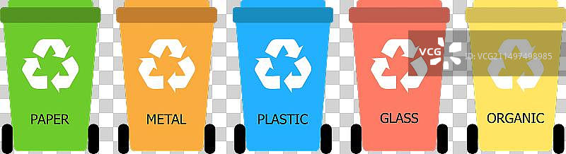 垃圾分类箱彩色图标图片素材