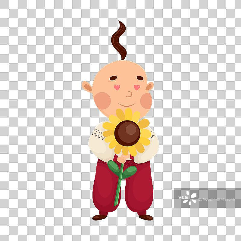 可爱的乌克兰哥萨克与向日葵图片素材