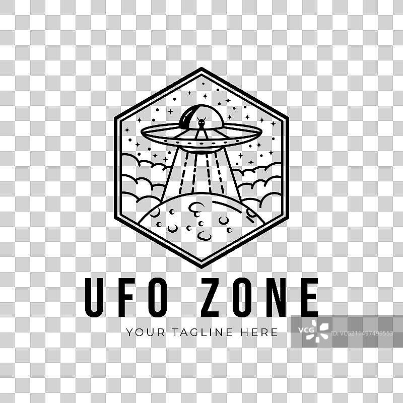 太空区域飞碟线条艺术logo设计图片素材