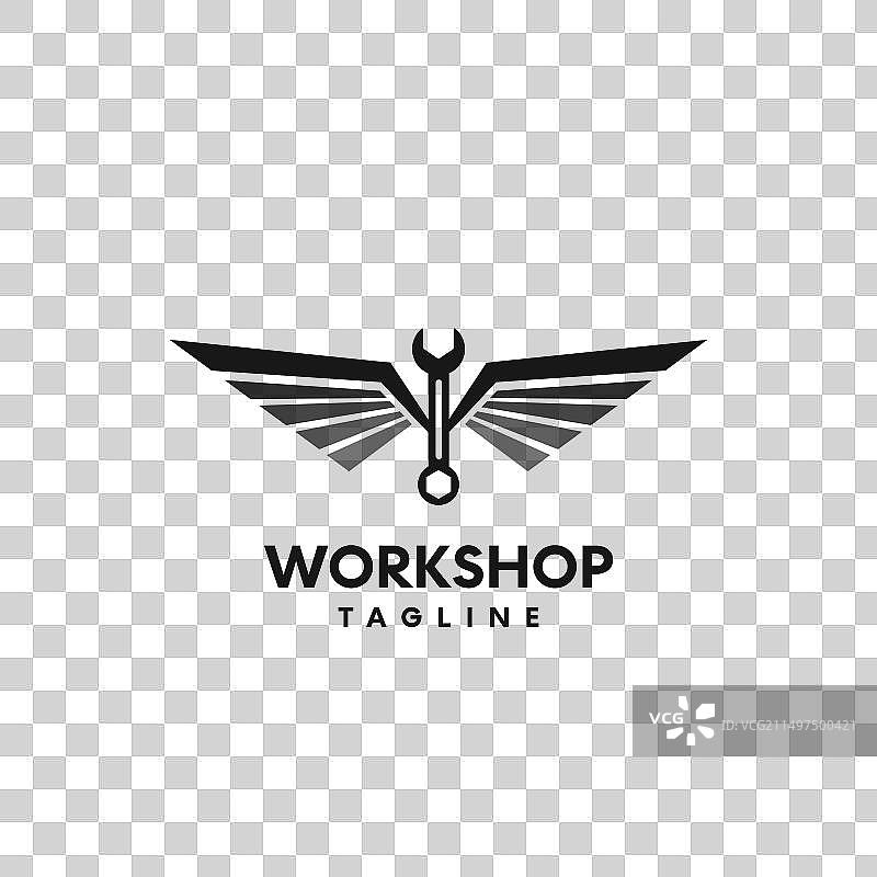 带翅膀的扳手，车间logo标志图片素材