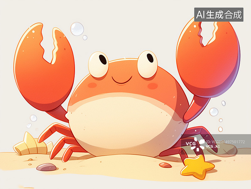 【AI数字艺术】可爱的小螃蟹图片素材