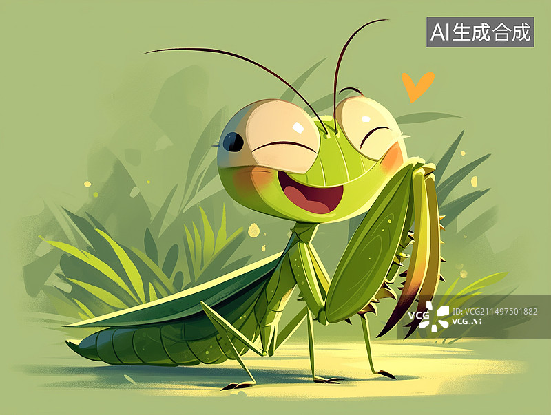 【AI数字艺术】可爱的卡通螳螂图片素材