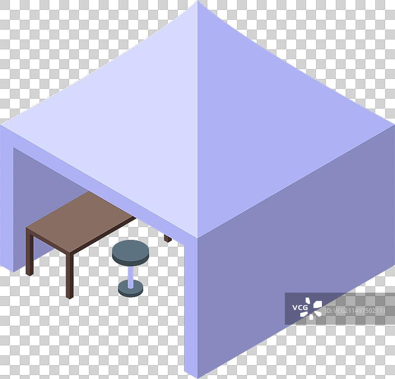 户外活动白色帐篷图标2.5D图片素材