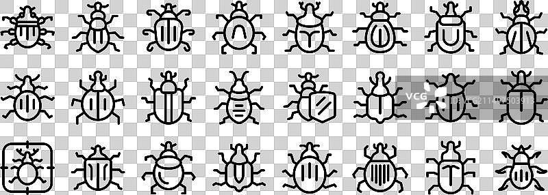 象鼻虫图标集轮廓棕榈昆虫图片素材