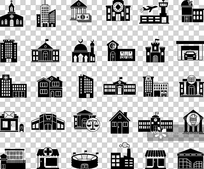 黑色房屋建筑图标图片素材