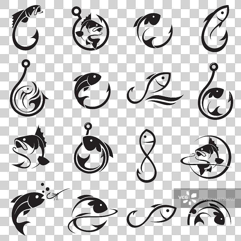 鱼钩和鱼组合图片素材