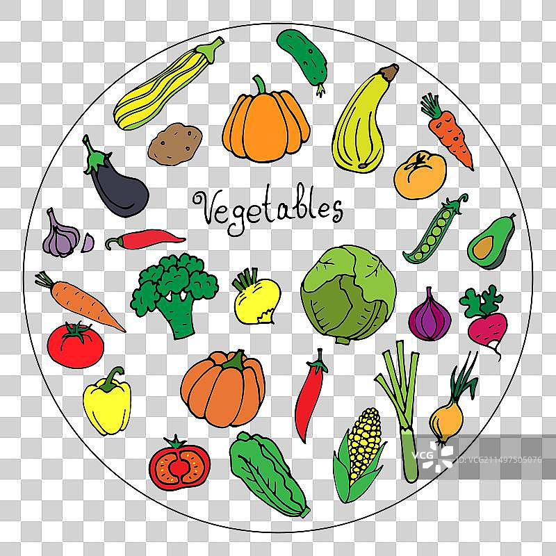 手绘彩色蔬菜图片素材
