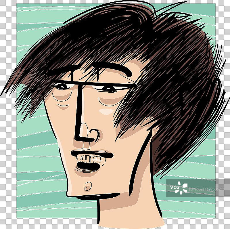 年轻男子肖像漫画卡通画图片素材