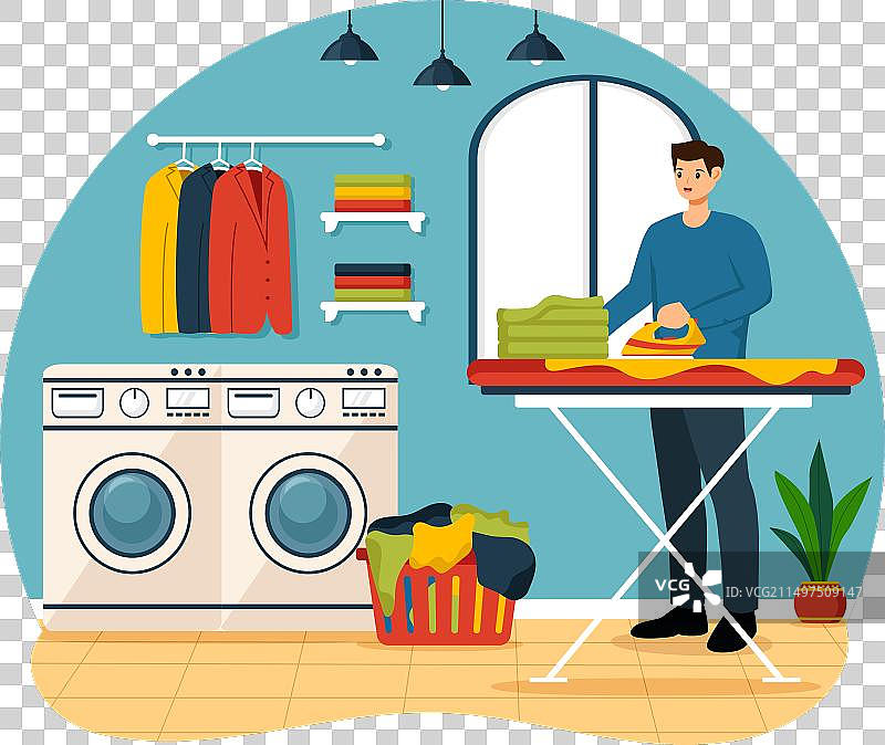 带洗衣机的干洗店服务图片素材