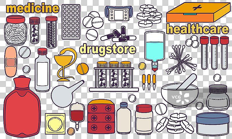 手绘医疗医药涂鸦合集图片素材