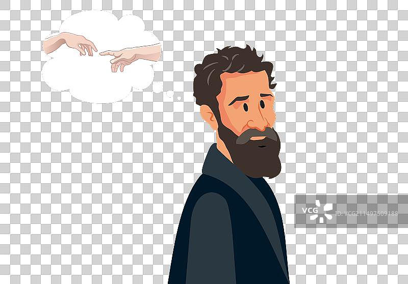 米开朗基罗的漫画肖像图片素材