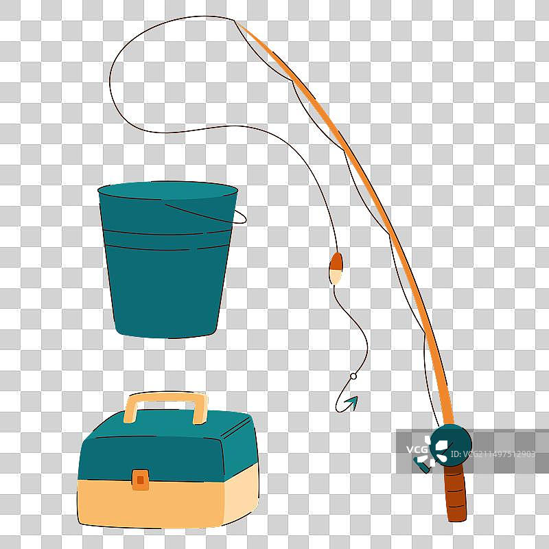 钓鱼竿卡通套装图片素材